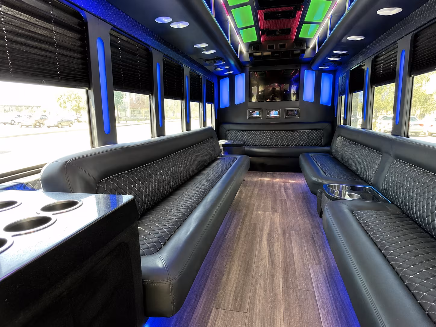 chino 15 passenger party bus inside