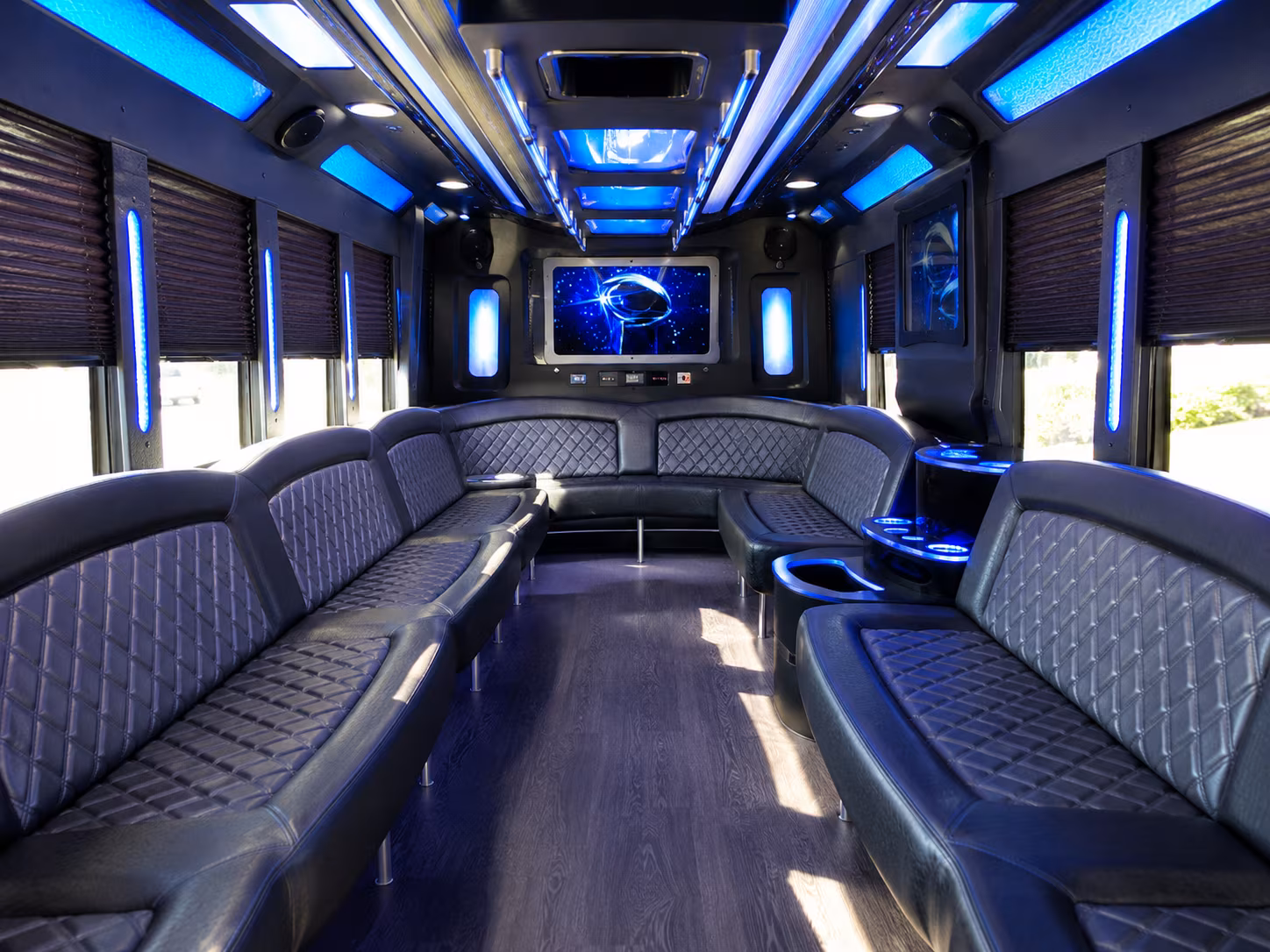 chino 28 passenger party bus inside