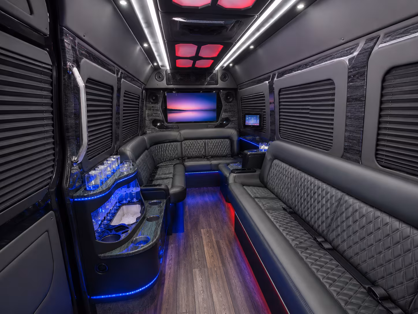 chino 30 passenger party bus inside